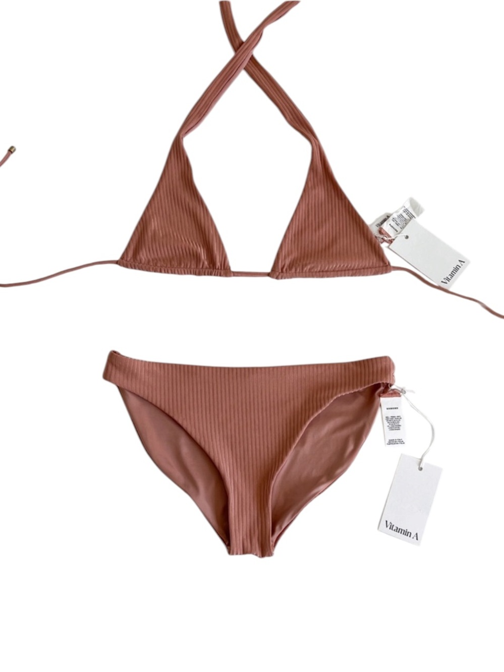 Vitamin A Milana Top (S) + Midori Classic Bottom (M) | Pink Sands Shimmer | NWT